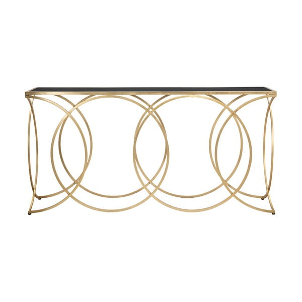 Fekete-aranyszínű konzolasztal üveg asztallappal 40x160 cm Infinity – Mauro Ferretti