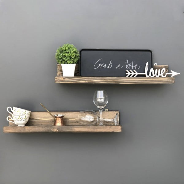 Simple 2 db fali polc fából-image-3