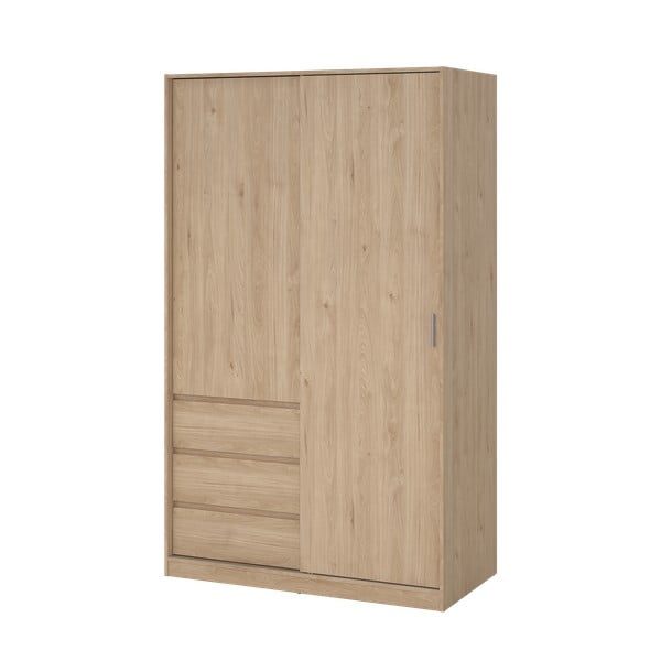 Natúr színű ruhásszekrény tolóajtóval tölgyfa dekorral 119x200x60 cm Naia – Tvilum-image-4