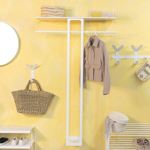 Fehér acél fali fogas polccal 100 cm Luno Large – Spinder Design-image-2