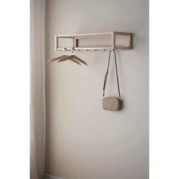 Natúr színű tölgyfa fali fogas polccal Confetti – Rowico-image-1