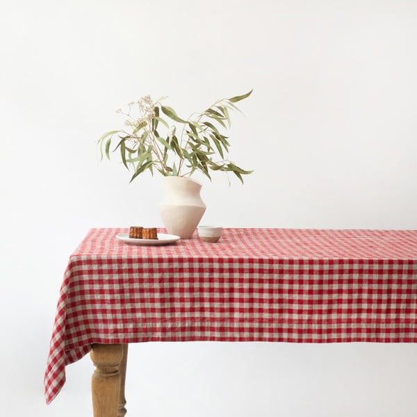 Len asztalterítő 140x140 cm Red Gingham – Linen Tales