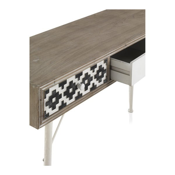 Rustico Geometric konzolasztal fekete-fehér részletekkel és 3 fiókkal - Geese-image-1
