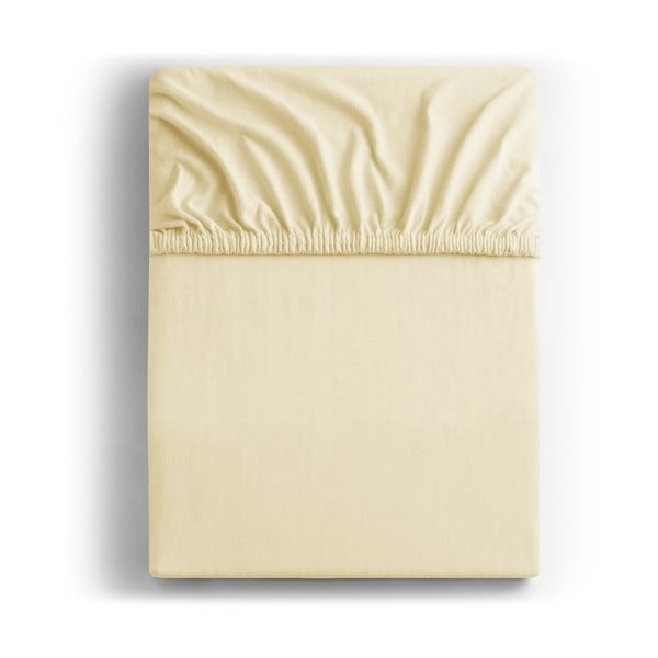Krémszínű gumis jersey lepedő 140x200 cm Amber – DecoKing