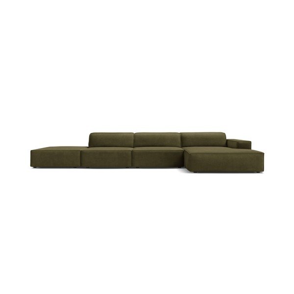 Khaki bársony moduláris sarokkanapé (jobb oldali-heverő résszel) Jodie – Micadoni -image-3