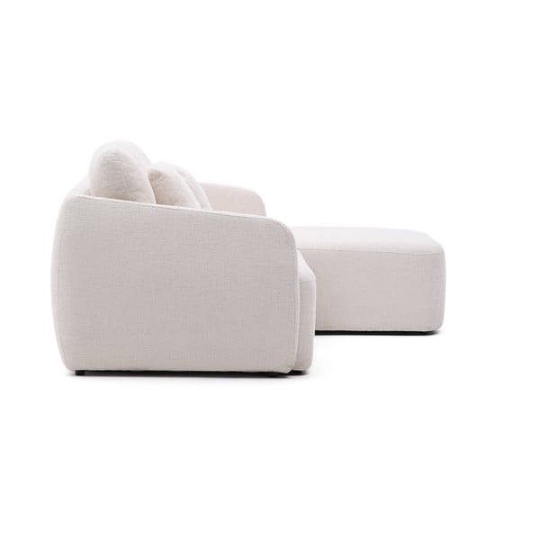 Krémszínű zsenília kinyitható sarokkanapé (jobb oldali-heverő résszel) Laira – Kave Home-image-3