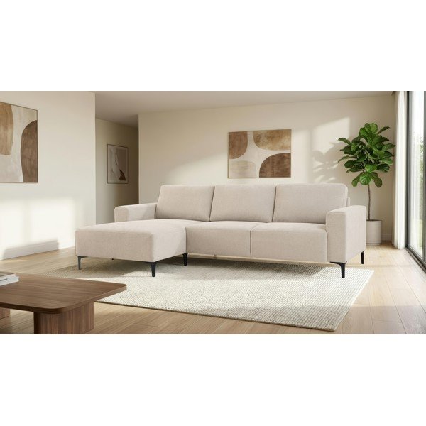 Bézs zsenília sarokkanapé (bal oldali-heverő résszel) Fabian – Scandic-image-1