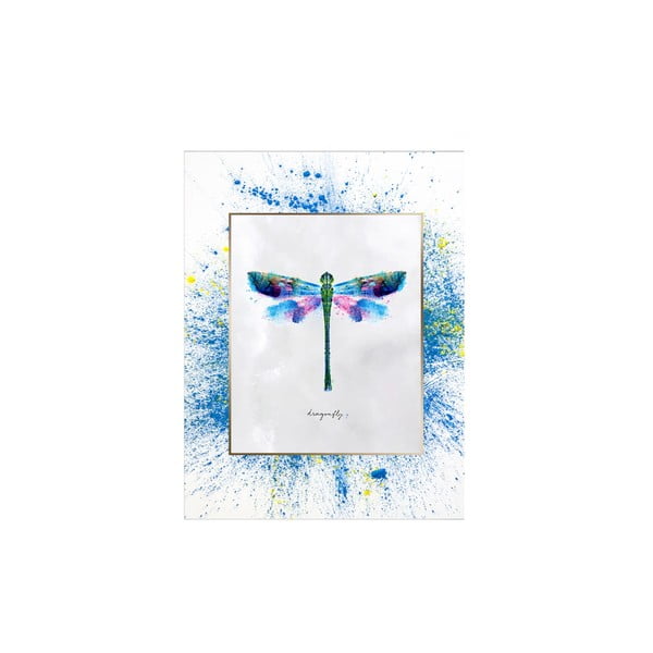 Dragonfly vászonkép fehér keretben, 29 x 24 cm - Tablo Center
