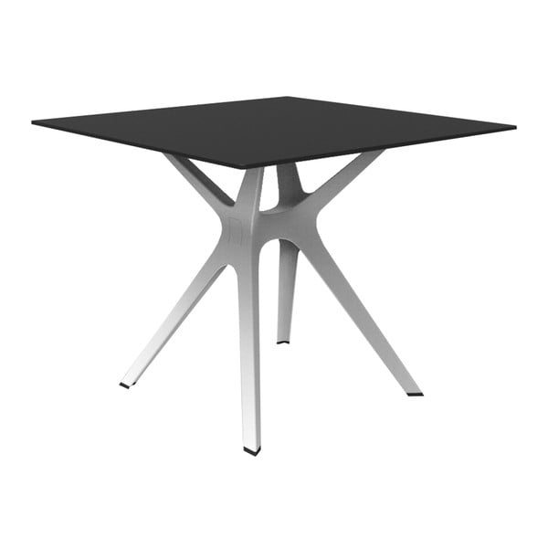 Vela étkezőasztal fehér lábakkal és fekete asztallappal, 90 x 90 cm - Resol