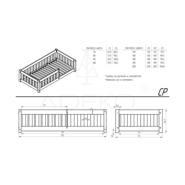 Natúr színű ágyneműtartós gyerekágy kihúzható pótággyal, ágyráccsal 80x200 cm CP – Adeko-image-2