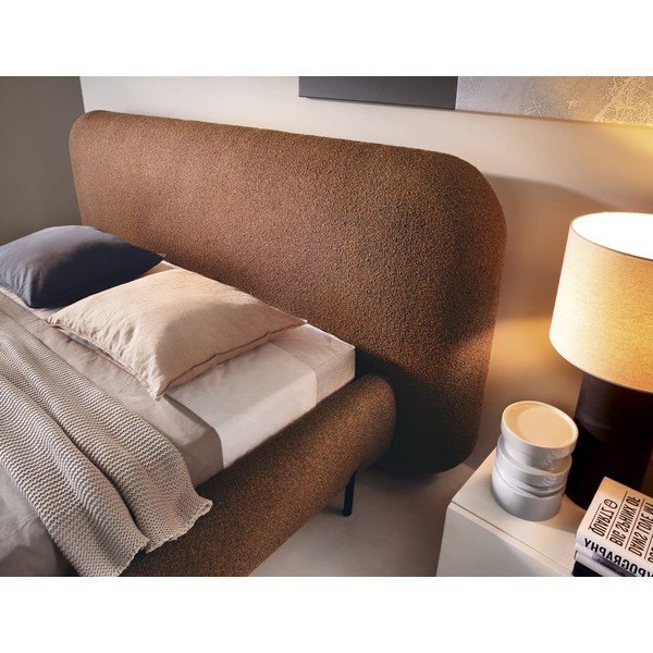 Terrakotta színű kárpitozott ágyneműtartós franciaágy ágyráccsal 180x200 cm Pointt – ELTAP-image-3