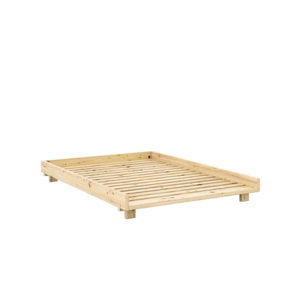 Natúr színű borovi fenyő franciaágy ágyráccsal 180x200 cm Social Bed – Karup Design