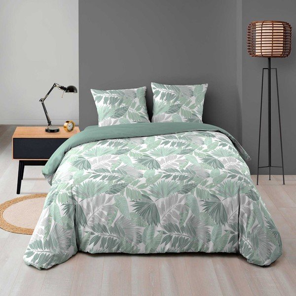 Zöld kétszemélyes-hosszabbított mikroflanel ágyneműhuzat 240x220 cm Epicea – douceur d'intérieur-image-1