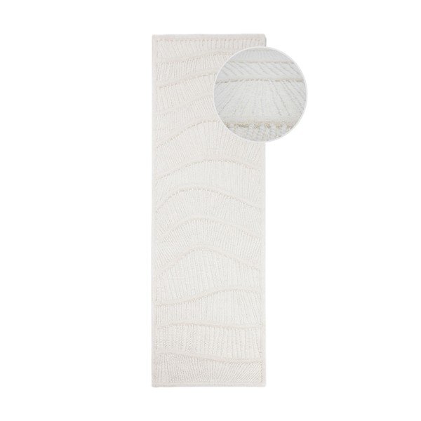 Fehér kézi szövésű gyapjúkeverék futószőnyeg 80x230 cm Sculptured Wave – Flair Rugs