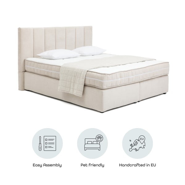 Bézs boxspring ágy 180x200 cm Olia Bold Line – Bonami Selection-image-4