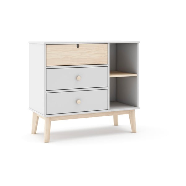 Fehér alacsony gyerek komód 90x40 cm Estefania – Marckeric-image-3