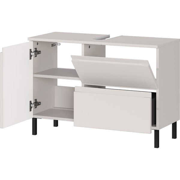 Krémszínű alacsony mosdó alatti szekrény 80x56 cm Salinas – Germania-image-3