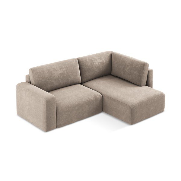 Bézs zsenília kinyitható-tárolóhelyes sarokkanapé (jobb oldali-L alakú) Kona – Makamii-image-3