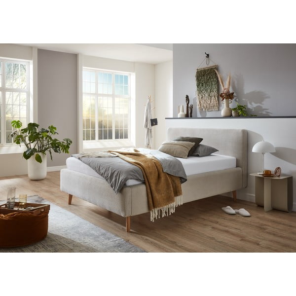 Bézs kárpitozott egyszemélyes ágy ágyrács nélkül 120x200 cm Mattis – Meise Möbel-image-1