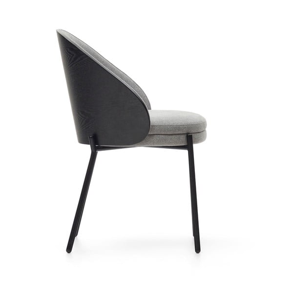 Fekete-szürke kárpitozott étkezőfotel Eamy – Kave Home-image-3