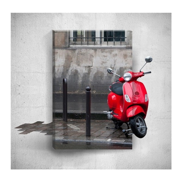 Red Scooter 3D fali kép, 40 x 60 cm - Mosticx