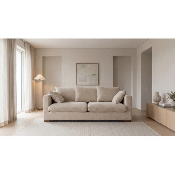 Bézs kordbársony kanapé 220 cm Comfy – Scandic-image-4
