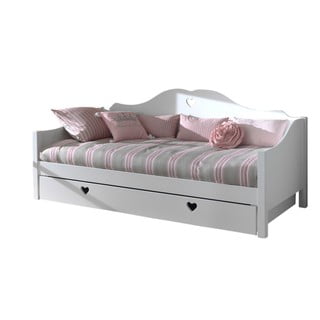 Fehér borovi fenyő gyerekágy kihúzható pótággyal, tárolóhellyel 90x200 cm AMORI – Vipack