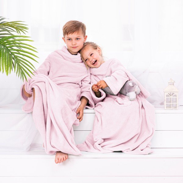 Lazykids rózsaszín gyermek TV-nézős takaró ujjakkal - DecoKing-image-3