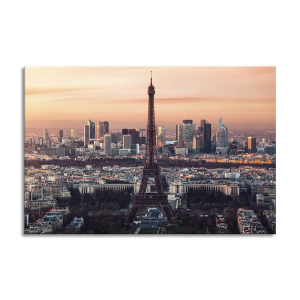 Glas Destination Eiffel Tower kép, 80 x 120 cm - Styler