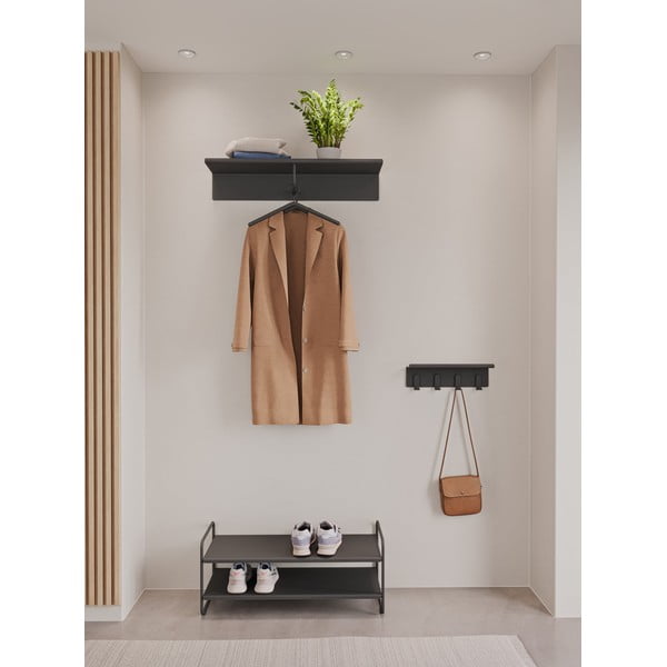Fekete acél fali fogas polccal 11,5 cm A-Hallway – Zone-image-1