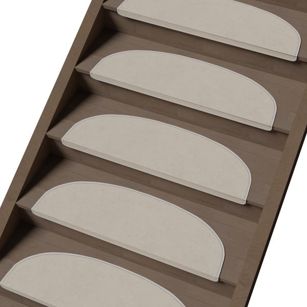 Krémszínű lépcsőszőnyeg szett 16 db-os 20x65 cm Plain Color – Vitaus-image-1