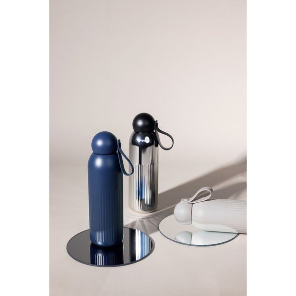 Ezüstszínű rozsdamentes acél termopalack szívószállal 500 ml Tekla – Sagaform-image-1