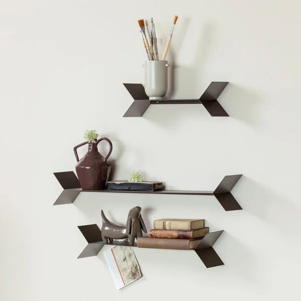 Barna fém polc készlet 3 db-os 80 cm Lorin – WOOOD-image-1