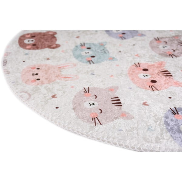 Elefántcsont színű mosható gyerek szőnyeg ø120 cm Cute Animals – Vitaus-image-2