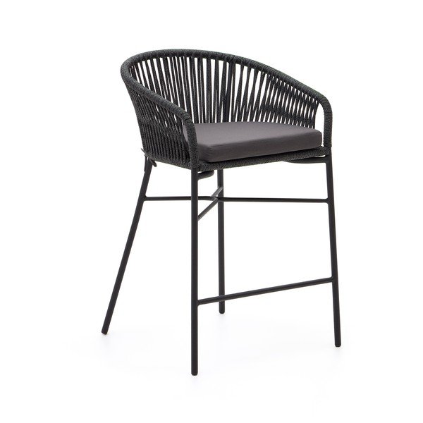 Fekete fém-párnázott kerti bárszék Yanet – Kave Home