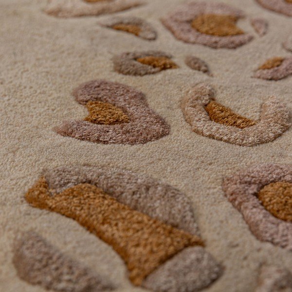 Natúr színű kézi szövésű gyapjúkeverék szőnyeg 140x200 cm Leopard Frame – Flair Rugs-image-2