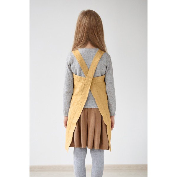 Pinafore sárga gyerek len kötény, 72 x 45 cm - Linen Tales-image-1