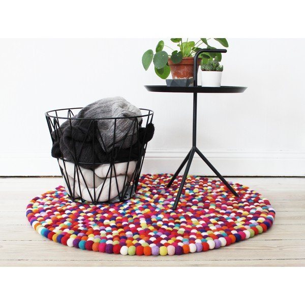 Ball Rugs sötétpiros gyapjú golyószőnyeg, ⌀ 120 cm - Wooldot-image-2
