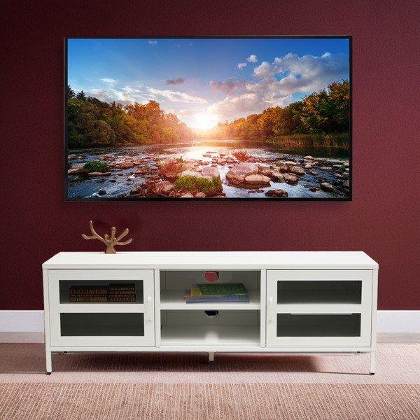 Fehér acél TV-állvány 150x50x45 cm Acier – Premier Housewares-image-4