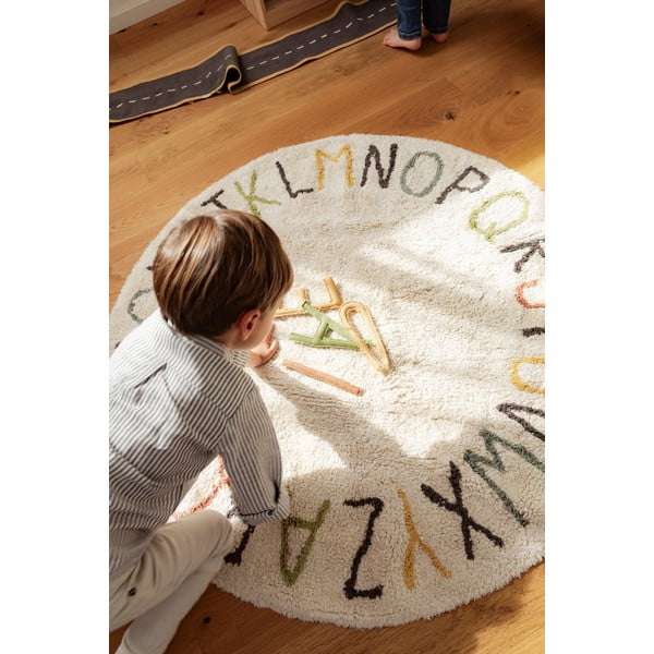 Krémszínű pamut gyerek játszószőnyeg ø120 cm ABC Color and Letters – Lorena Canals-image-1