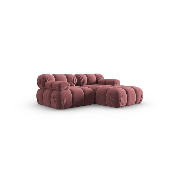 Rózsaszín bársony sarokkanapé (jobb oldali) Bellis – Micadoni Home-image-3
