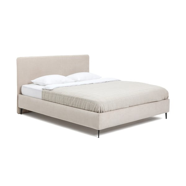 Bézs kárpitozott franciaágy ágyráccsal 180x200 cm Noira Slim – Bonami Selection