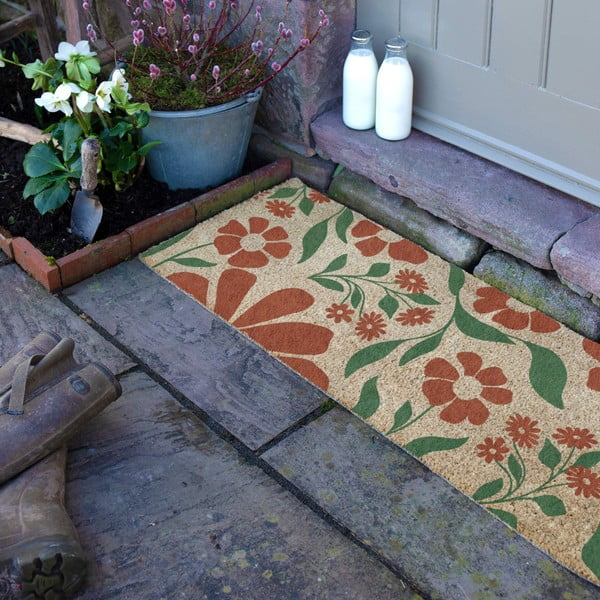 Kókuszrost lábtörlő 40x120 cm Red & Green Floral – Artsy Doormats-image-2