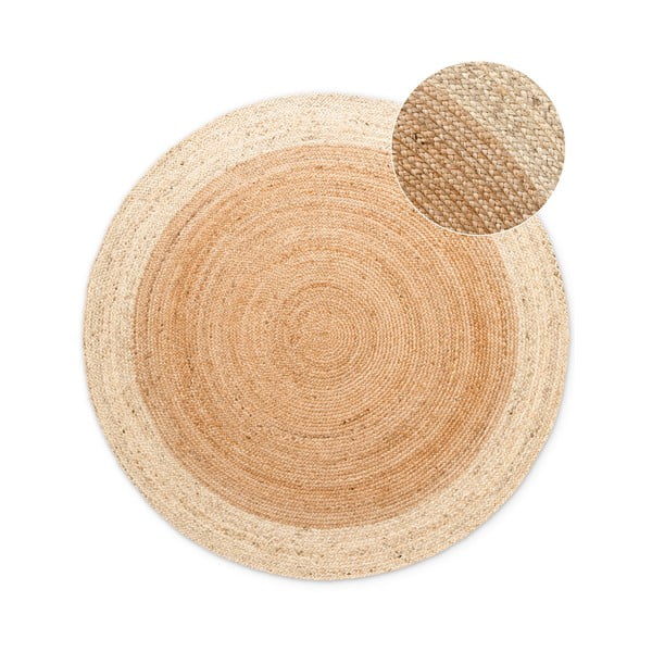 Natúr színű kétoldalas kézi szövésű kerek juta szőnyeg ø 200 cm Jutta Gold – Hanse Home