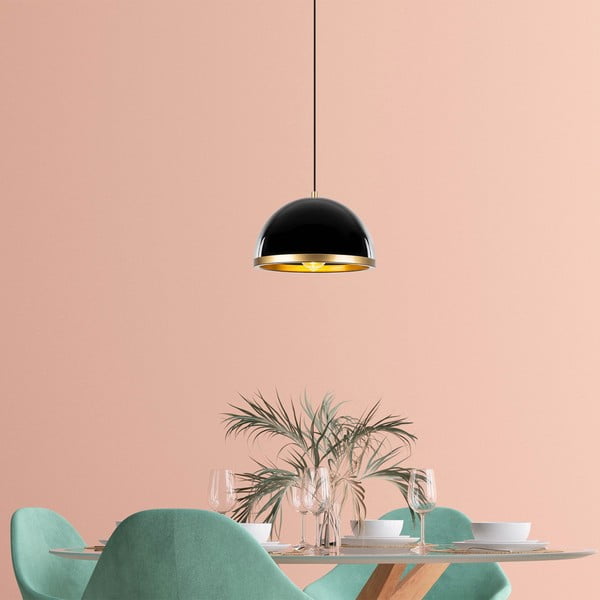 Fekete-aranyszínű függőlámpa fém búrával ø 30 cm Ferenci – Opviq lights-image-3