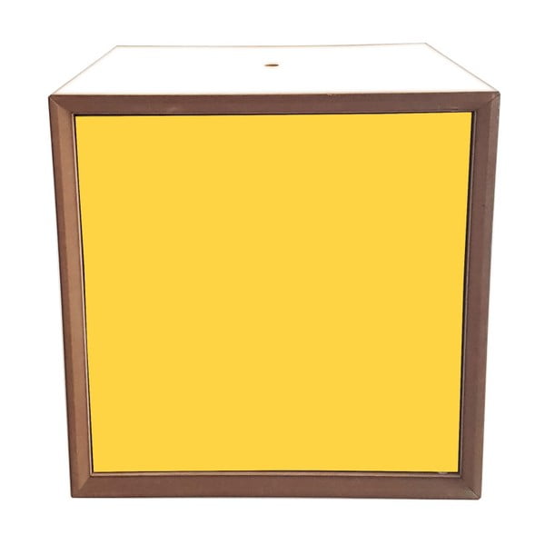 PIXEL kocka polcokkal, fehér kerettel és sárga ajtóval, 40 x 40 cm - Ragaba