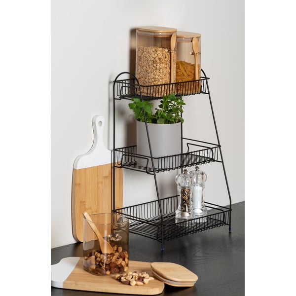 Tidy fekete fém konyhai állvány 3 polccal - PT LIVING-image-1