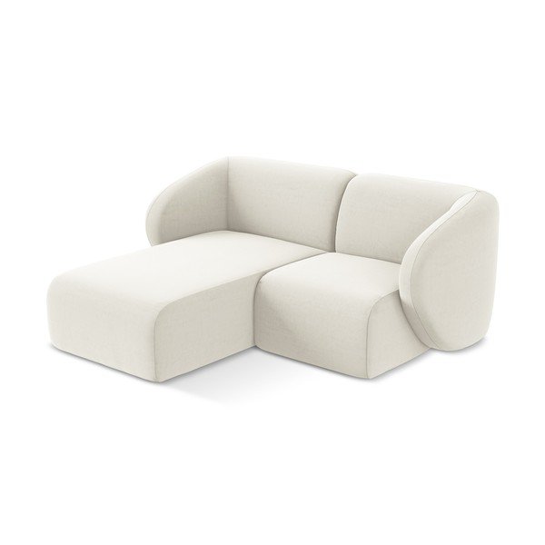 Bézs bársony sarokkanapé (bal oldali-heverő résszel) Lani – Makamii-image-2