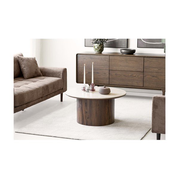 Sötétbarna komód tölgyfa dekorral 180x75x45 cm Darwin – House Nordic-image-4