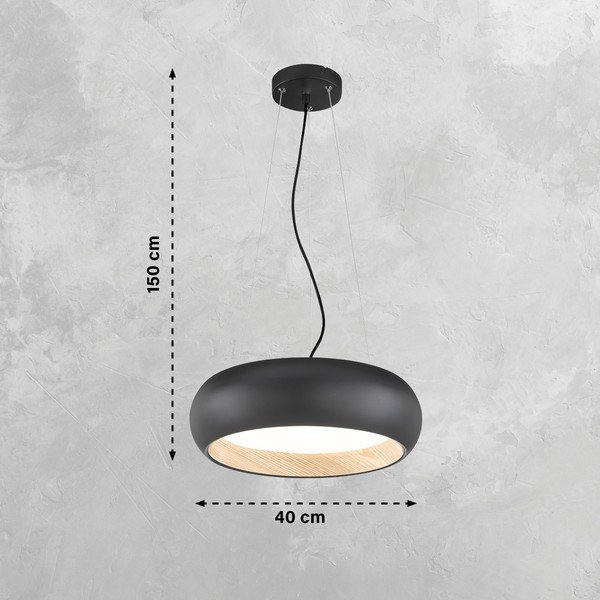 Fekete LED dimmelhető függőlámpa fém búrával ø 40 cm Wood – Fischer & Honsel-image-3